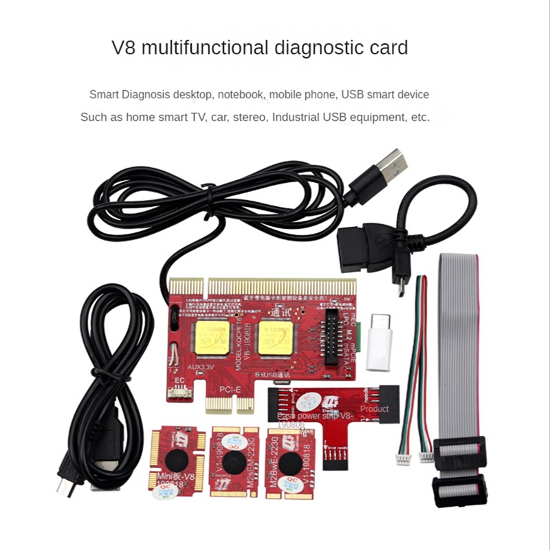 V8 Multifunction Laptop and Desktop PC Card Debug Multifunction Test Card Support PCI,PCI-E,LPC,Mini,MSATA