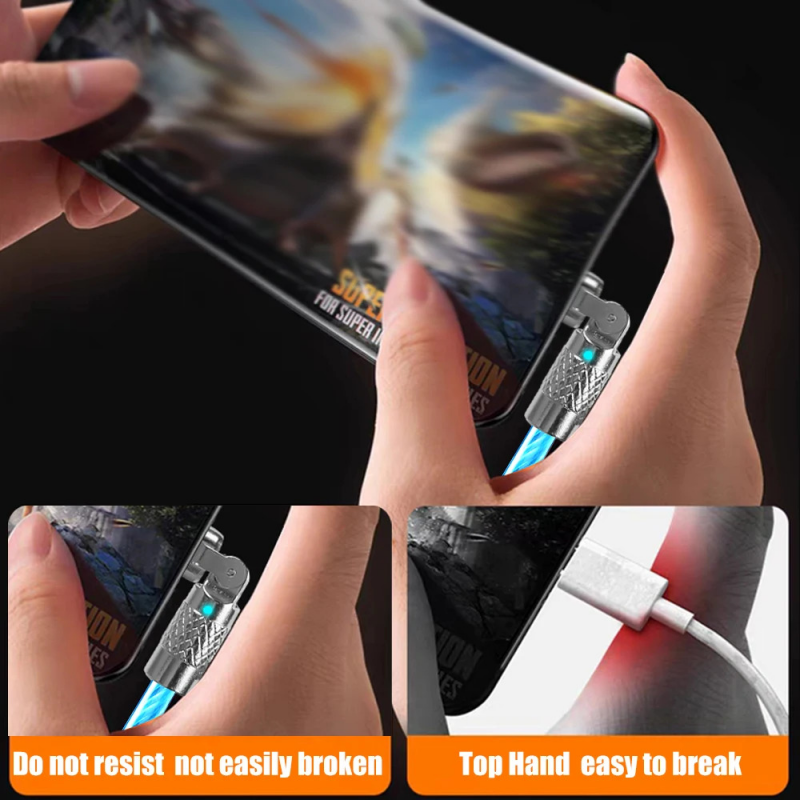 Streaming 180 Degree Machinist Elbow Streaming Data Cable for Android Huawei Apple Mobile Phone USB Charging Cable