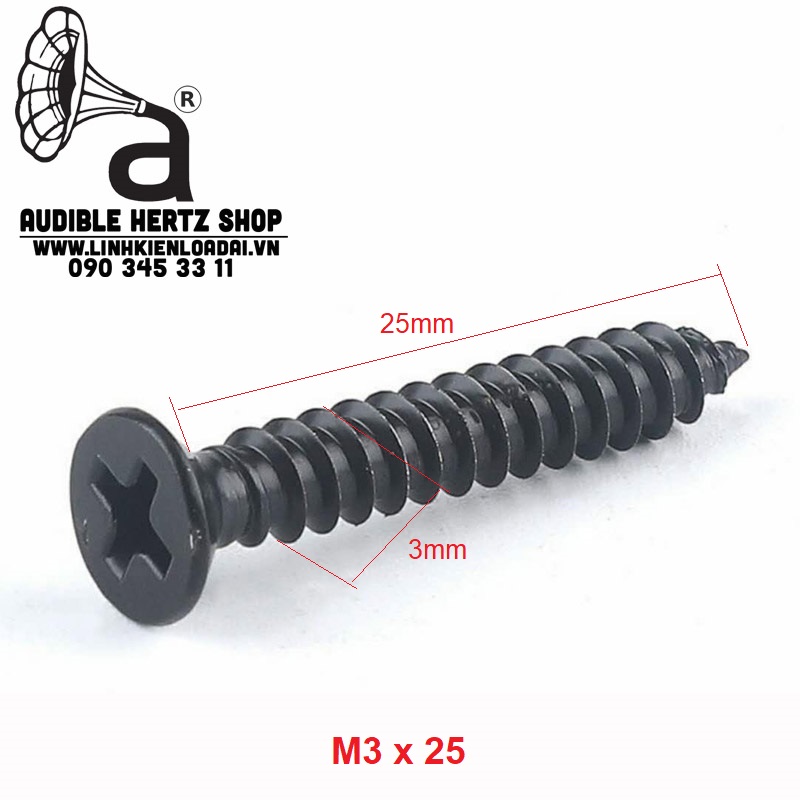 Vít gỗ đầu bằng 4 cạnh bắt loa mạ kẽm M3 (Combo 20 con)