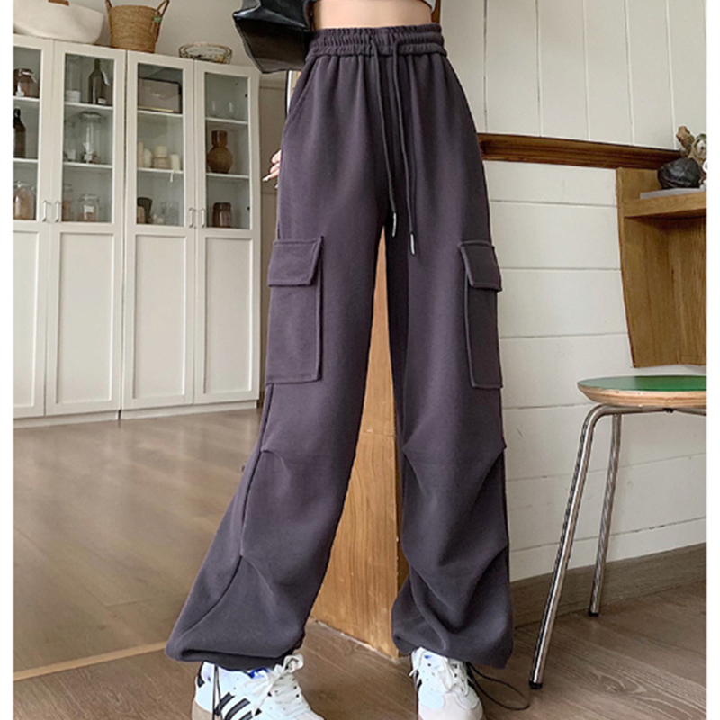 MBeauty women's pants women's casual pants New season high-waisted loose wide-leg American sports pants