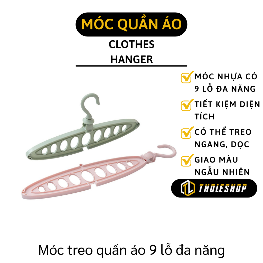 Móc treo quần áo thông minh - Móc quần áo 9 lỗ đa chức năng, chịu lực lực tốt - Móc troe tiết kiệm không gian hình bầu