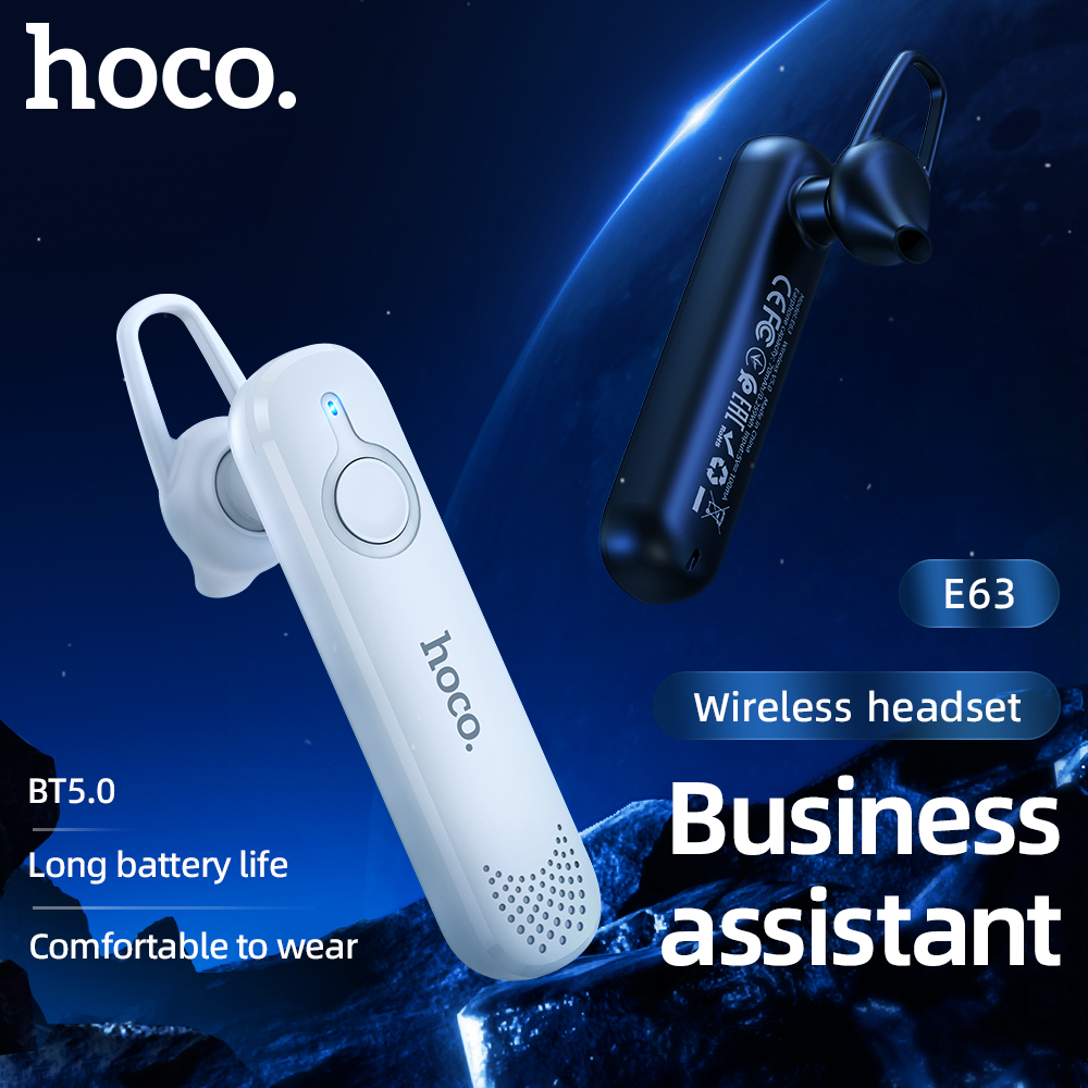 【2021 New】HOCO Original Portable Universal Mini Bluetooth 5.0 E63 Bluetooth Headset Earphone With Microphone