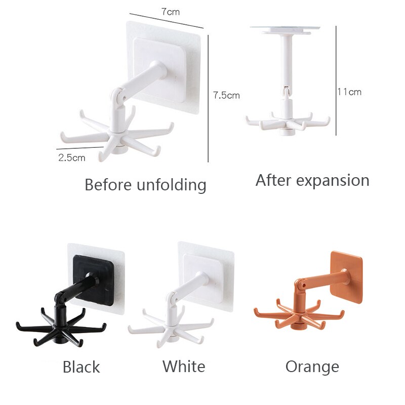 1/2PCS Multi-Purpose Hooks Kitchen Hook 360 Degrees Rotated Rotatable Rack For Organizer Storage Spoon Hanger Rack 6-jaw