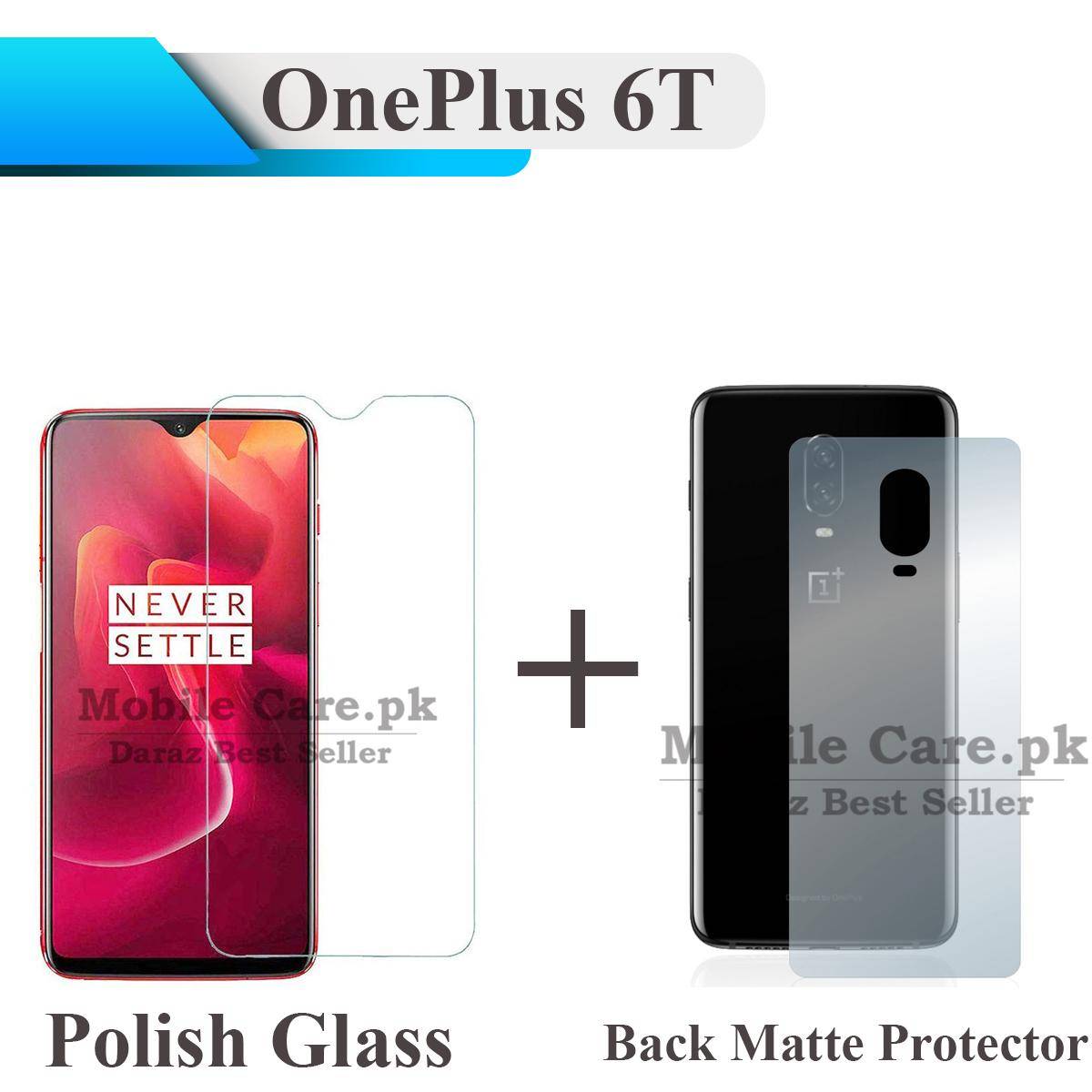 OnePlus 6T Tempered Glass Screen Protector Polish Glass + Back Matte Protector Soft Film Protection Soft Skin Sheet For 1+6T