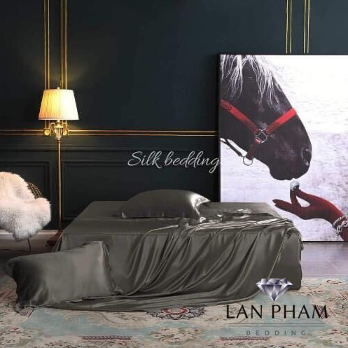 [HCM]BỘ CHĂN GA GIƯỜNG DRAP GỐI PHI LỤA CAO CẤP LAN BEDDING - NÂU