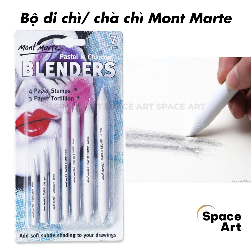 Di chì/ chà chì Mont Marte bộ 7 cây đủ size
