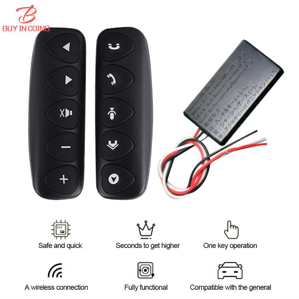BC 2Pcs Multifunction Car Steering Wheel Remote Control Luminous Wireless Controller Buttons DVD Navigation