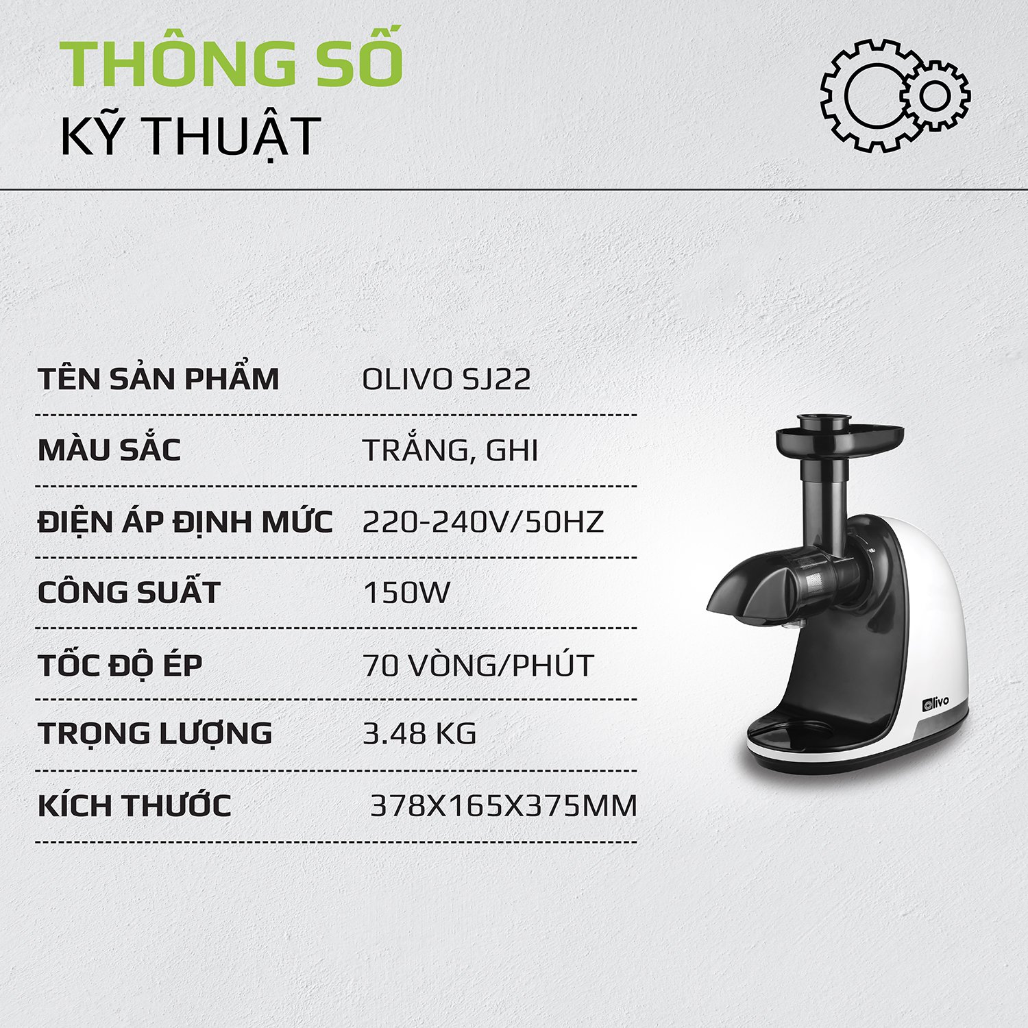 Máy ép chậm trục ngang Olivo SJ22