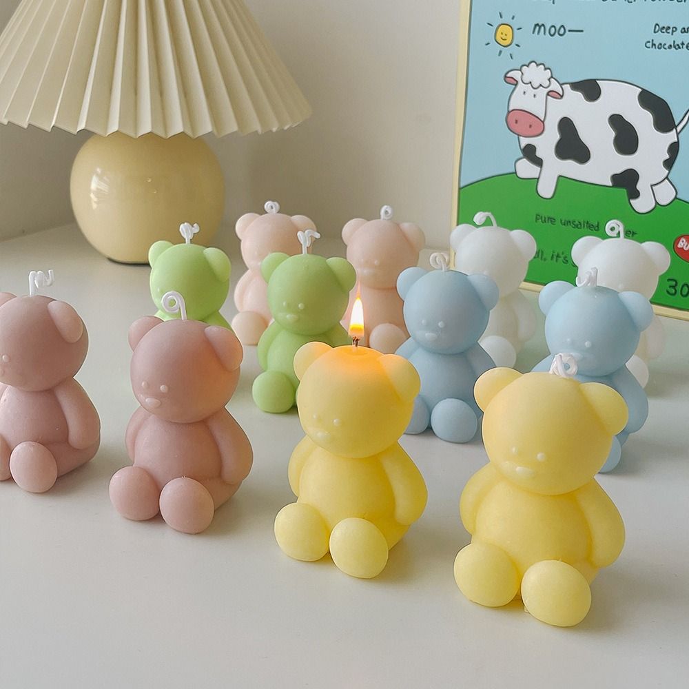 MICANGP Reusable Bear Candle Mold Mini 3D Bear Candle Mould Soap