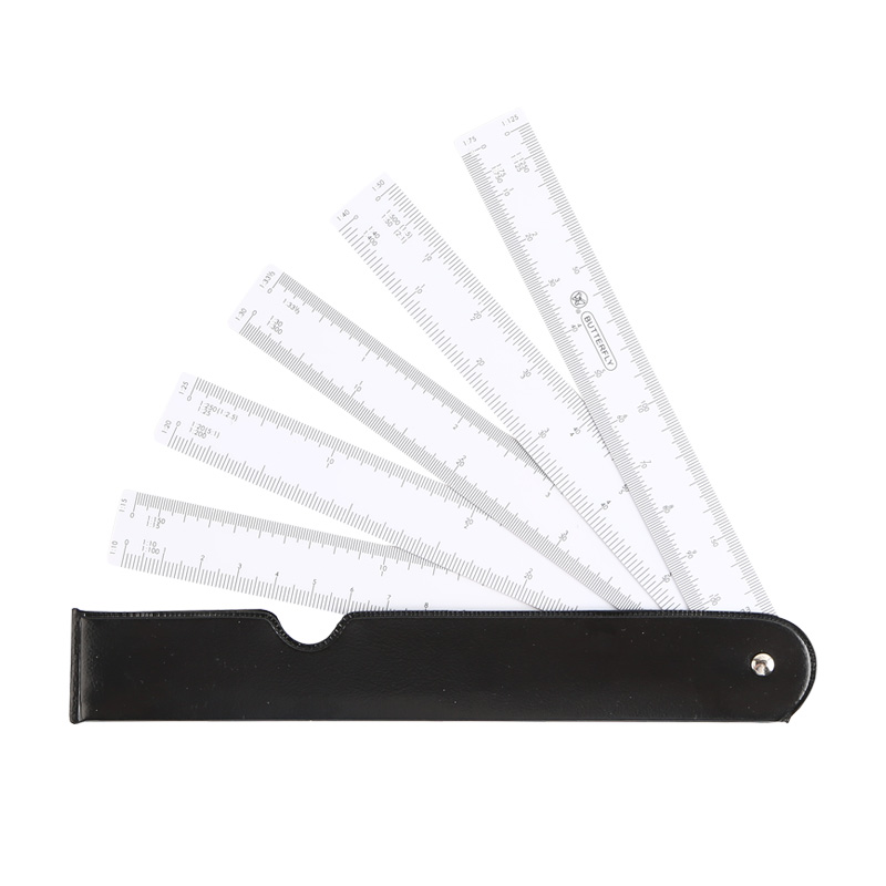 5b Fan Scale Ruler 【Unique features】Butterfly Multifunctional Fan Shape Scale Ruler With 5 ...