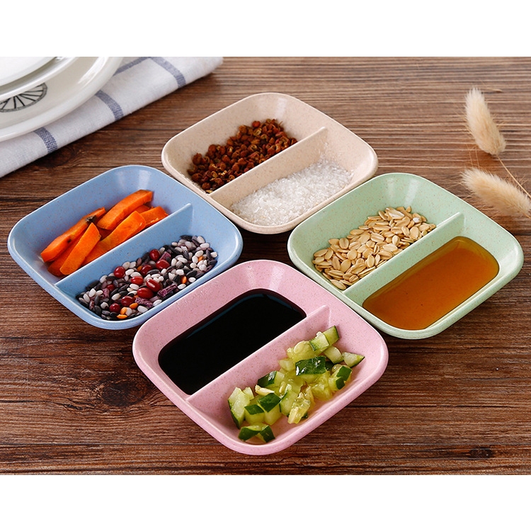 Chén Đựng Gia Vị Nước Chấm 2 Ngăn Chất Liệu Lúa Mạch