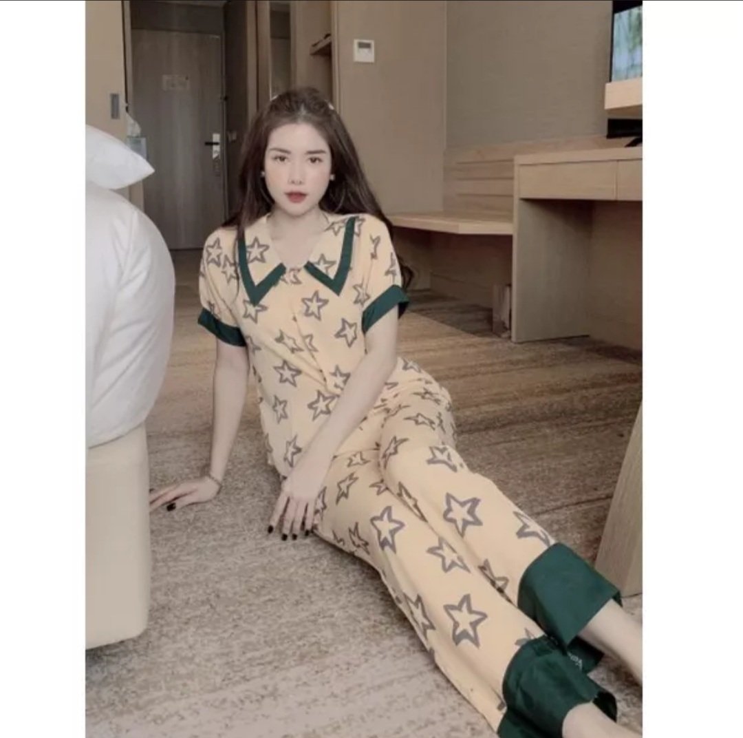 Đồ Bộ Pijama ngắn tay vải lụa Mango freesze dưới 55kg