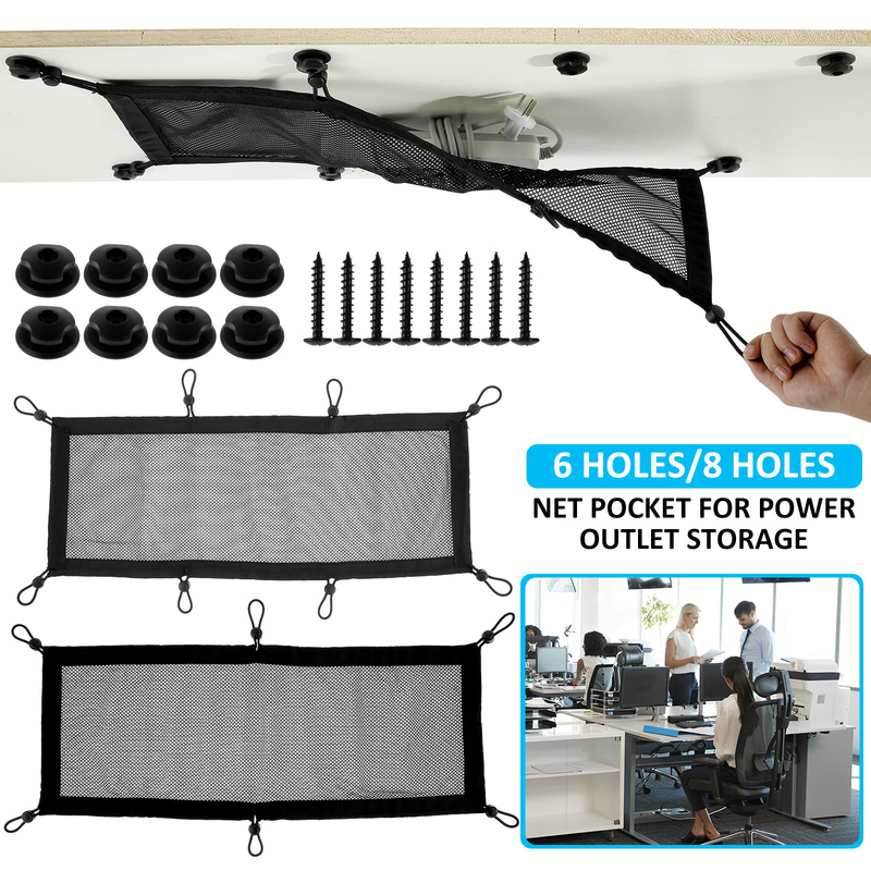 Everso Cable Management Net Large Capacity Flexible Adjustable Wire Organizer Net Under Desk Mesh Cord Organizer Cable Management Net Flexible Cable Management Net