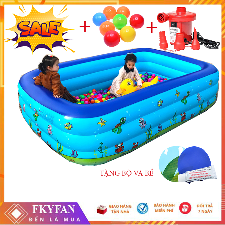 (TẶNG BÓNG+BỘ VÁ BỂ ) Bể PHAO Bơi cho bé 1m2,1m3,1m5HỒ BƠI PHAO 3 tầng Trong Nhà cao cấp , bể bơi khổng lồ Cho Trẻ Tập Bơi Bể bơi phao 3 Tầng cỡ lớn: hồ bơi .