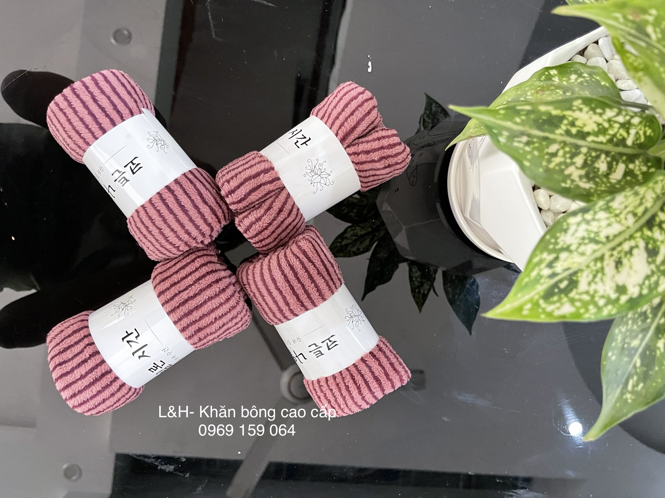 Khăn mặt lông cừu, kẻ tăm Nổi, KT 30x50cm