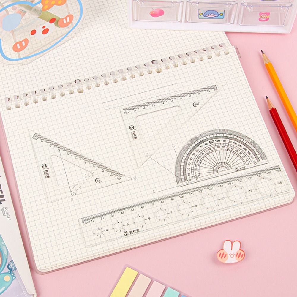 MMLUCK Drafting Ruler Straight Triangle Ruler Protractor Set Drawing Ruler Dividing Ruler 4pcs/Set Multifunctional Stationery