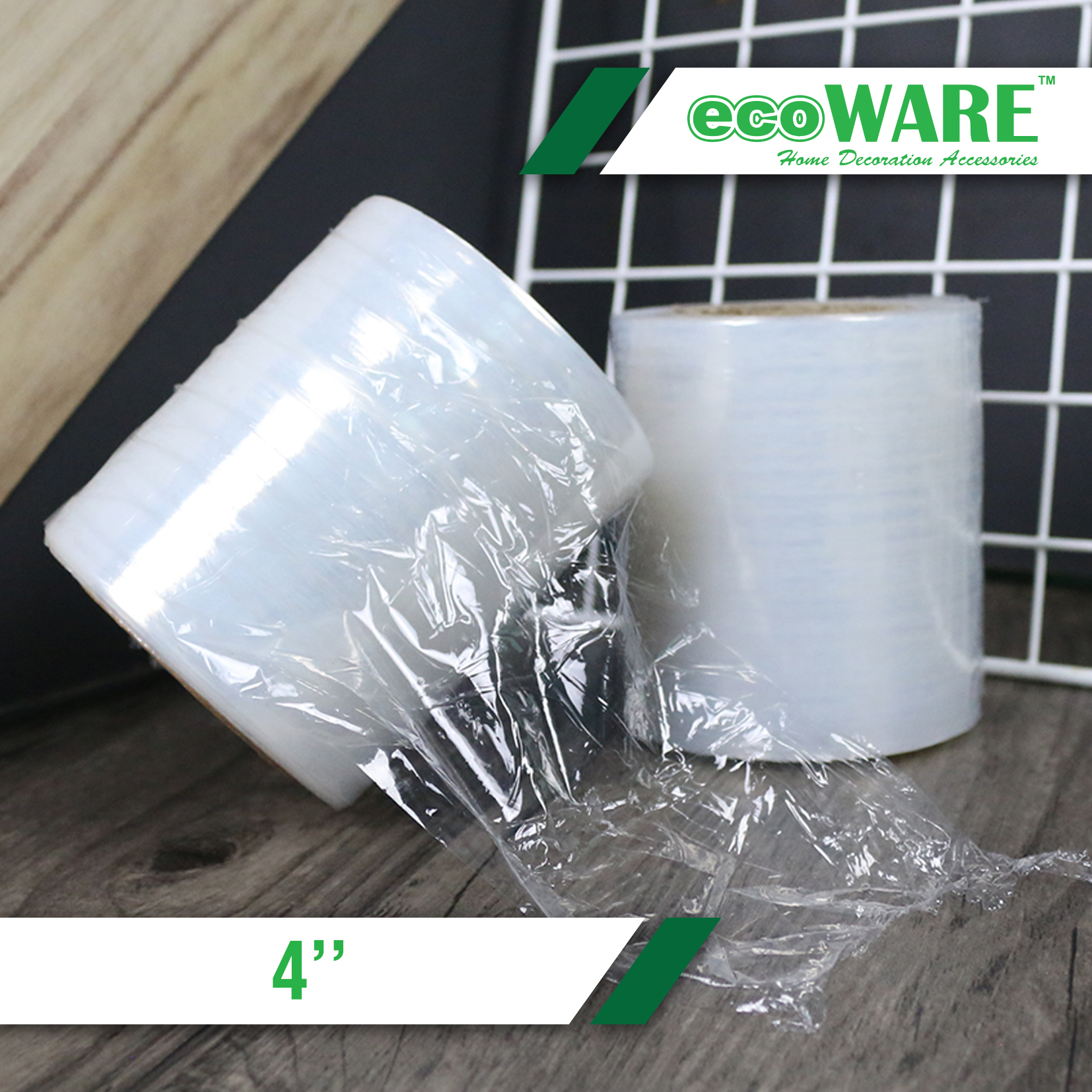 ecoWARE Clear Stretch Film Transparent Wrapping Plastic Wrap Roll