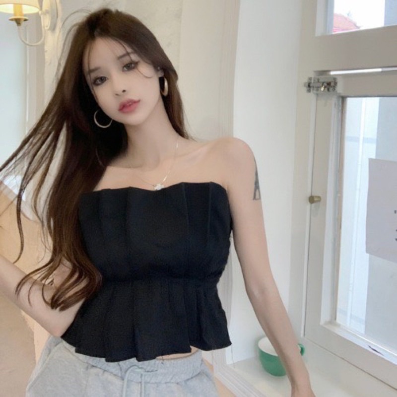 DIVA  Áo Kiểu Ống Nữ Bèo Nhúng Eo (Có Sẵn Mút Ngực) LACICI