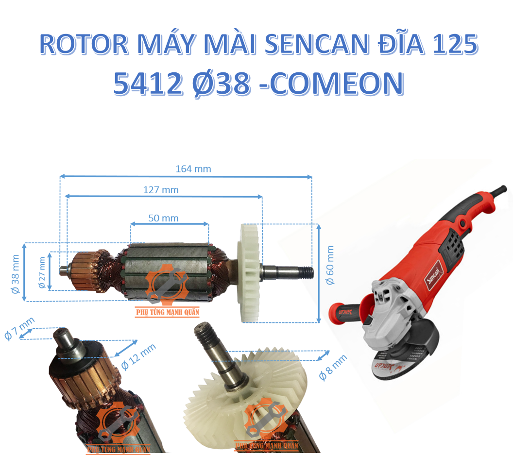 Phụ tùng máy mài Sencan 5412 đĩa 125 - rotor/ bánh răng / công tắc