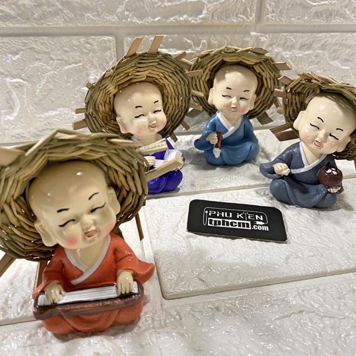 Bộ tượng 4 chú tiểu cầm - kỳ - thi - họa đội nón
