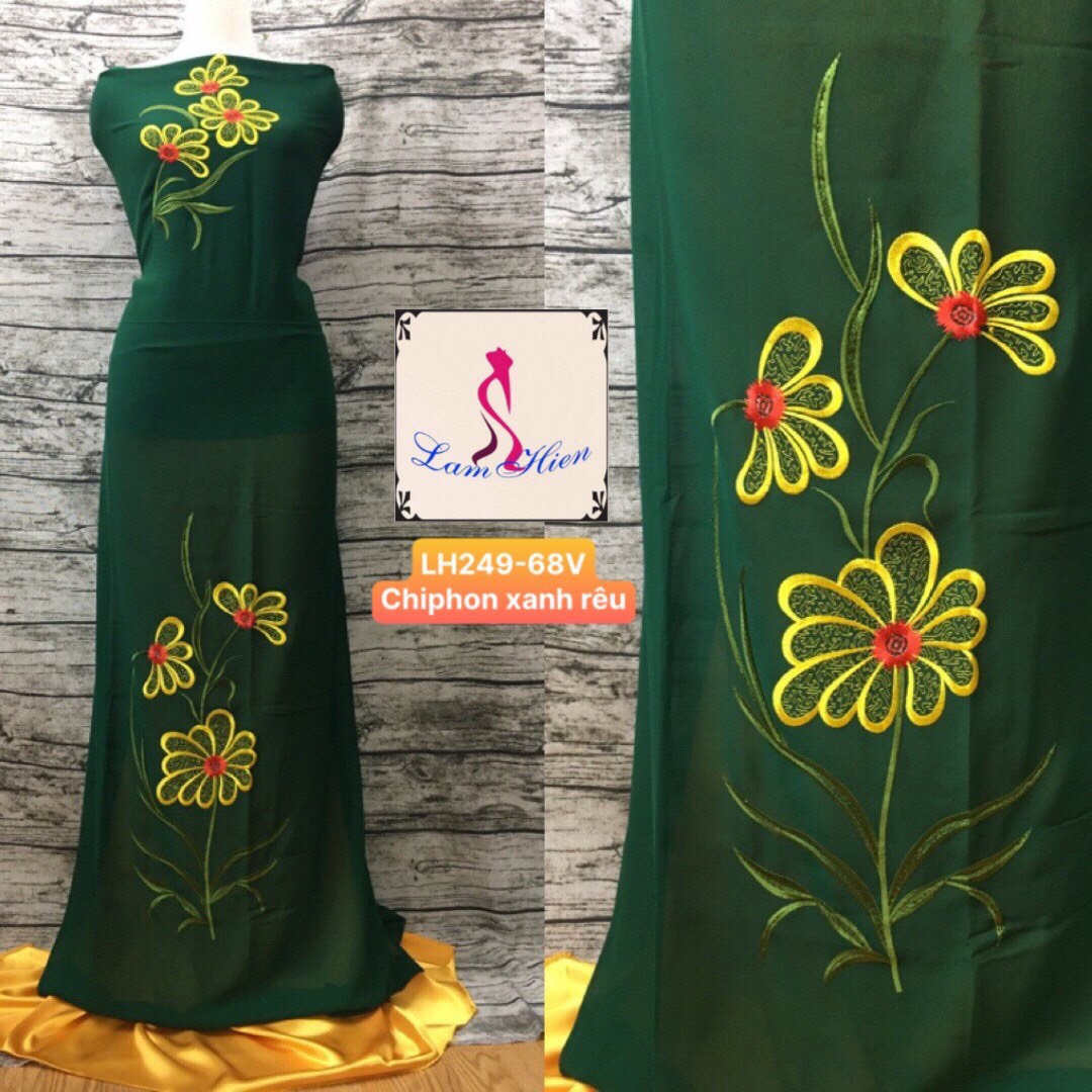 Vải may áo dài bông thêu modell LH249