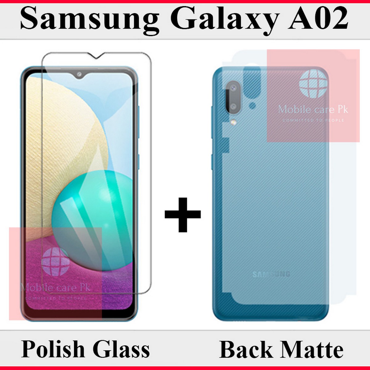 Samsung Galaxy A02 Tempered Glass Screen Protector Polish Glass + Back Matte Protector Soft Skin Sheet Soft Film Protector For Samsung Galaxy A02. 
