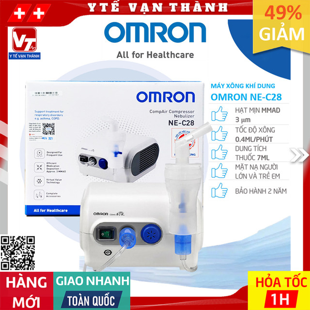 ✅ Máy Xông Khí Dung Mũi Họng Omron NE-C28 | BẢO HÀNH 2 NĂM -VT0541 - Y Tế Vạn Thành