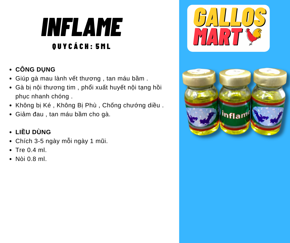 INFLAME TRI TANG CHO GÀ ĐÁ 1 CHAI 5ML