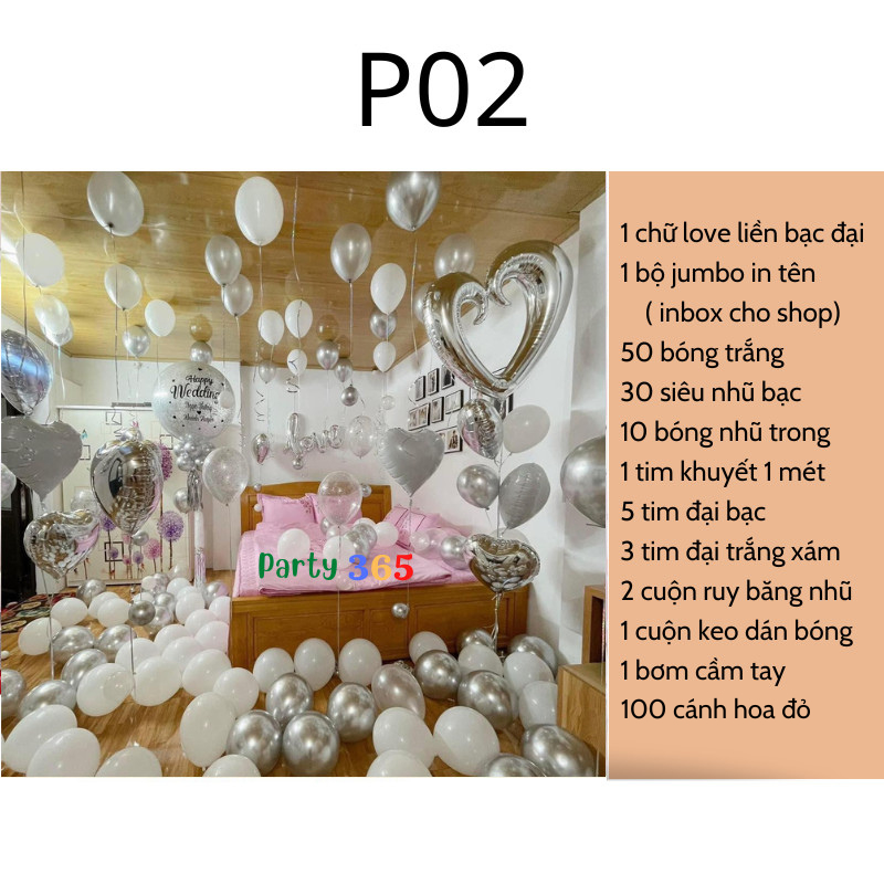 Set Bóng Trang Trí Phòng Cưới, Bóng Bay Trang Trí Phòng Cưới