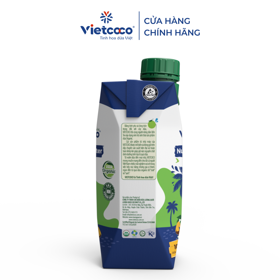(MUA 10 TẶNG 1) NƯỚC DỪA ĐÓNG HỘP VIETCOCO ORGANIC - 330ML