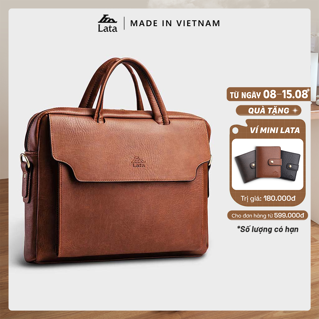 Cặp Công Sở Lata (Thời trang nam basic đựng laptop 14 inch - Cặp da CA27)