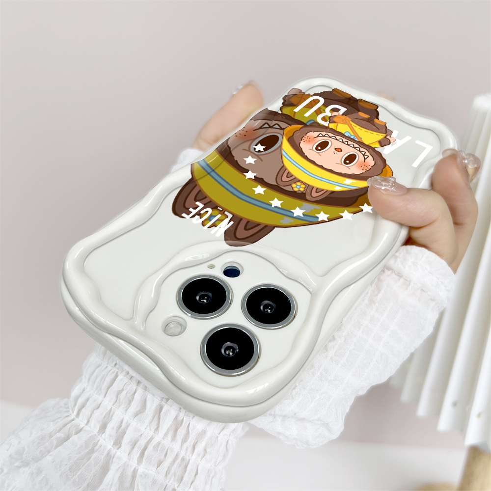 YYDS for Redmi Note 10 5G Xiaomi Poco M3 Pro 4G Back Cover Lovely Labubu Case Cream Texture Wavy Edge Soft Silicone Mobile Cover. 