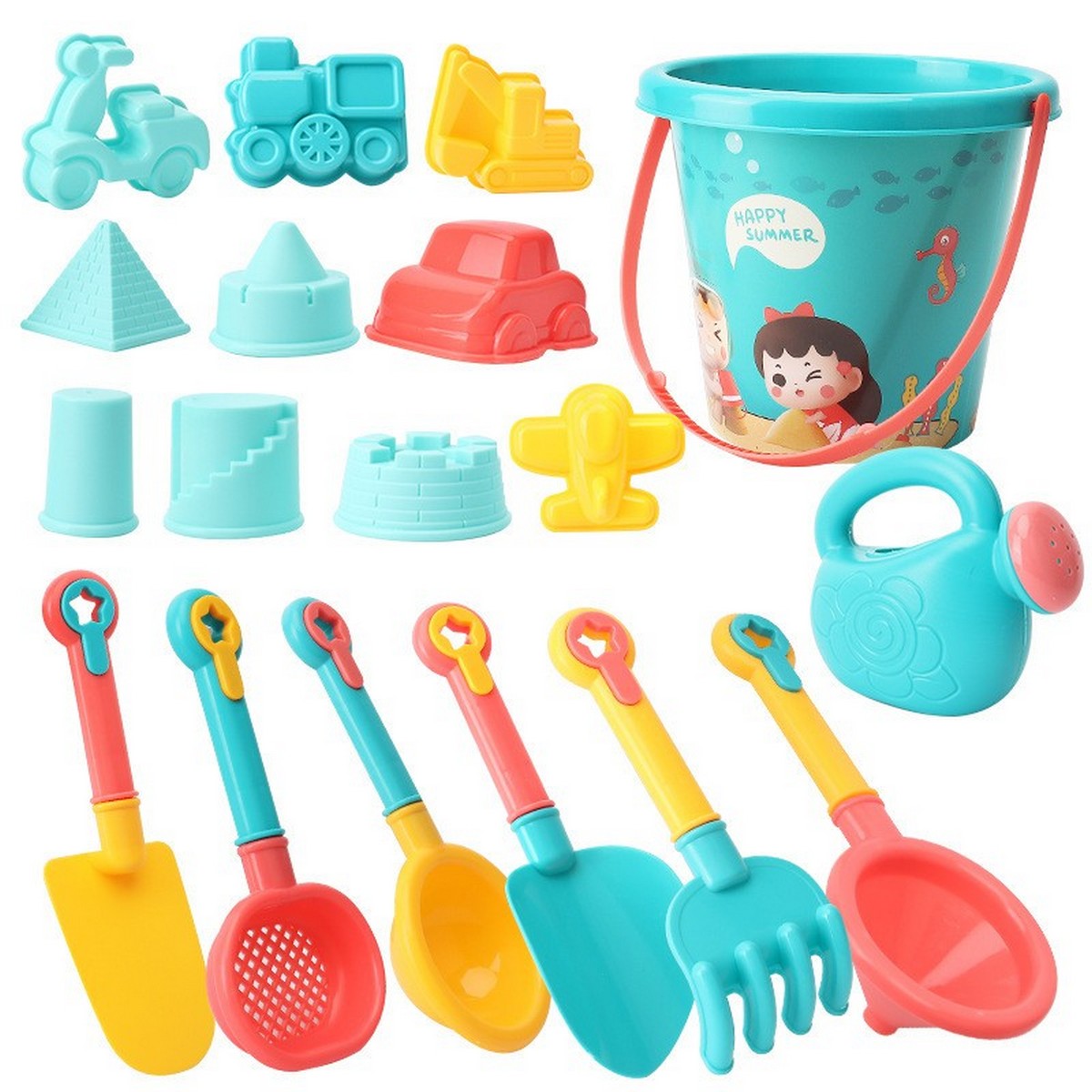 Bộ đồ chơi xúc cát 18 món happy summer cho bé đi biển