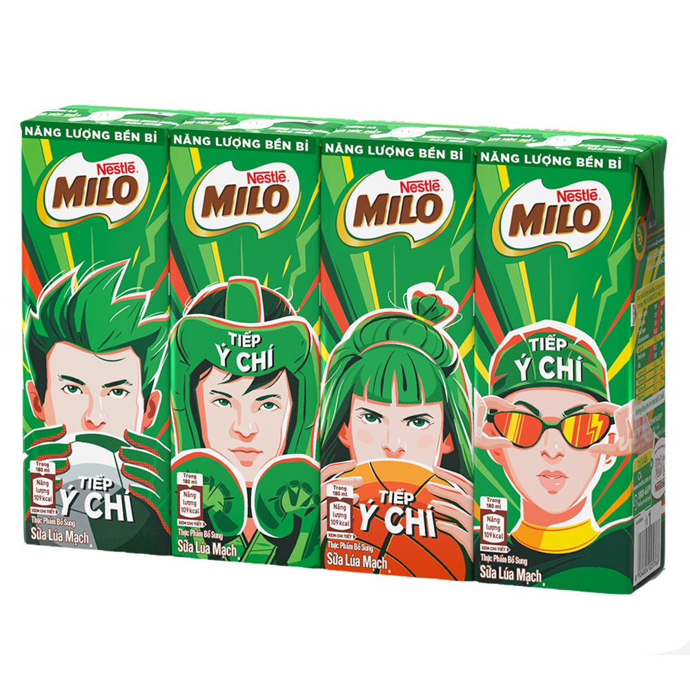 Thức uống lúa mạch uống liền Nestle Milo 180ml - Lốc 4 hộp