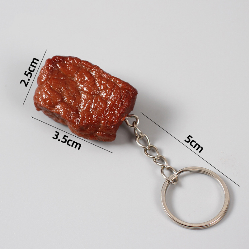Simulation Beef Block Beef Keychain Imitation Food PVC Beef Cubes ...