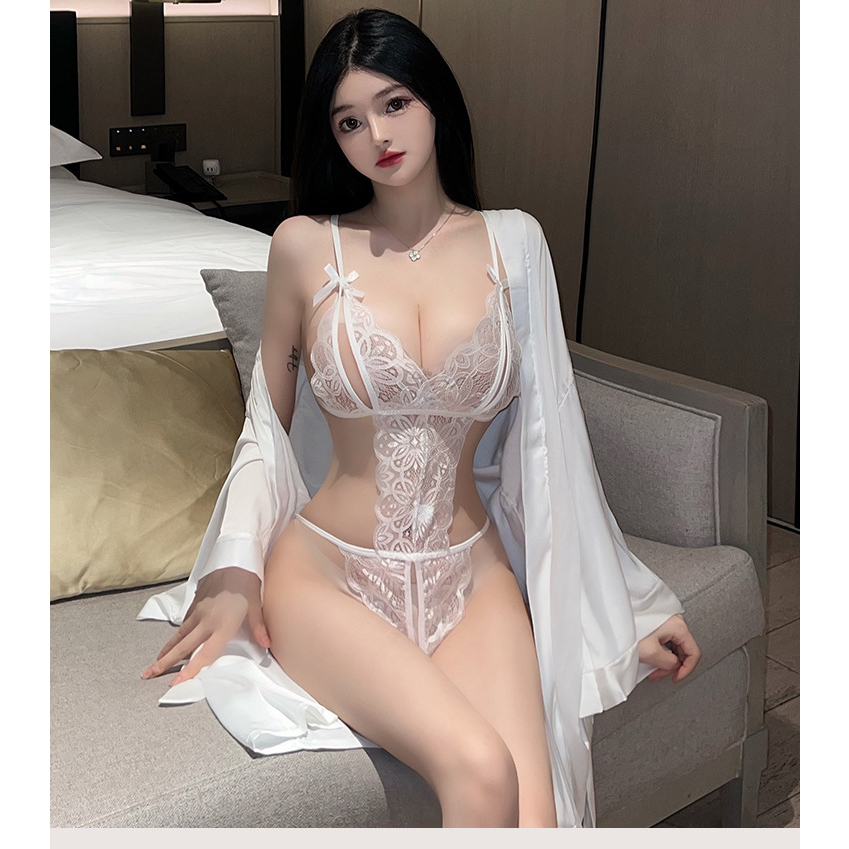 Set áo choàng lụa satin + đai gợi cảm 1648 (5613)