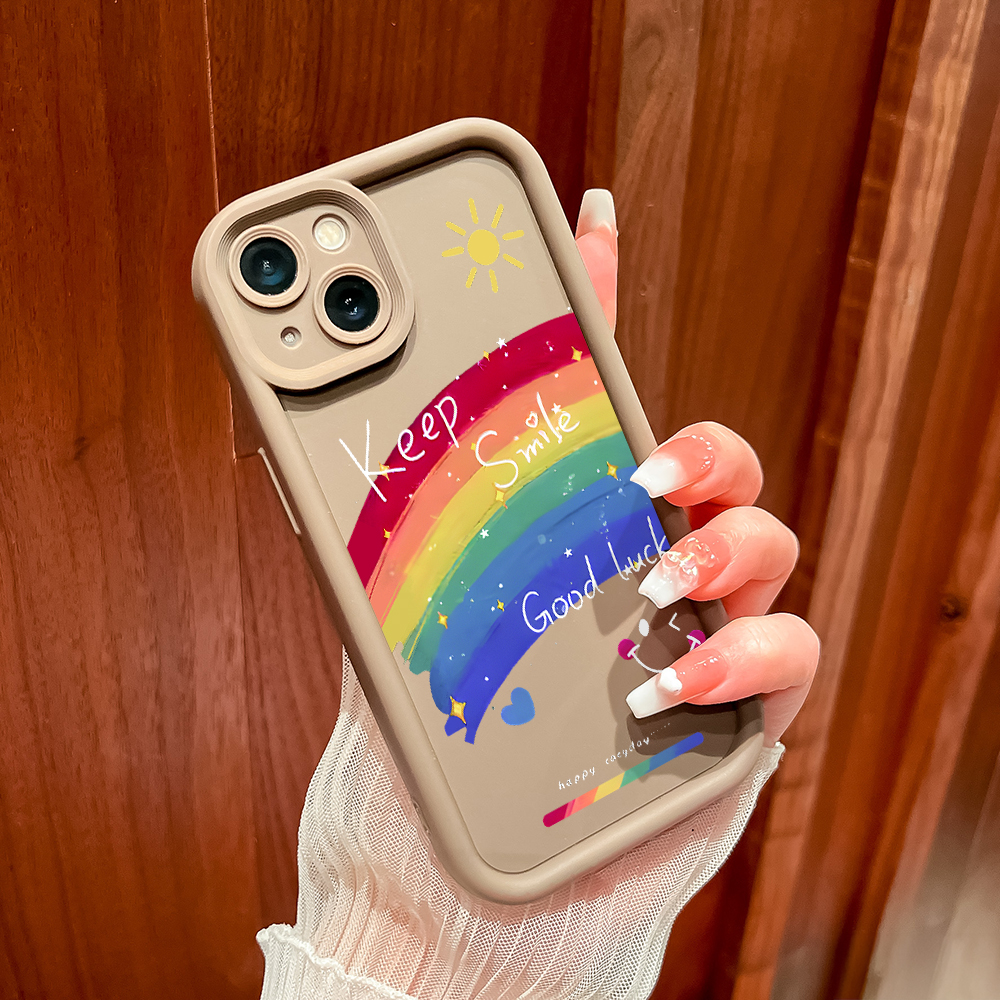 ZCSIBORUI for Redmi 13 Xiaomi Poco M6 4G Back Cover Colorful Rainbow Smile Face Pattern Soft Camera Protection Rubber Square Ladder Phone Case. 