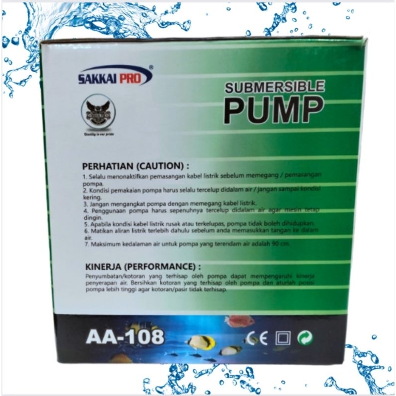 SAKKAI PRO AA 108 Pompa Kolam Air Mancur Hidroponik