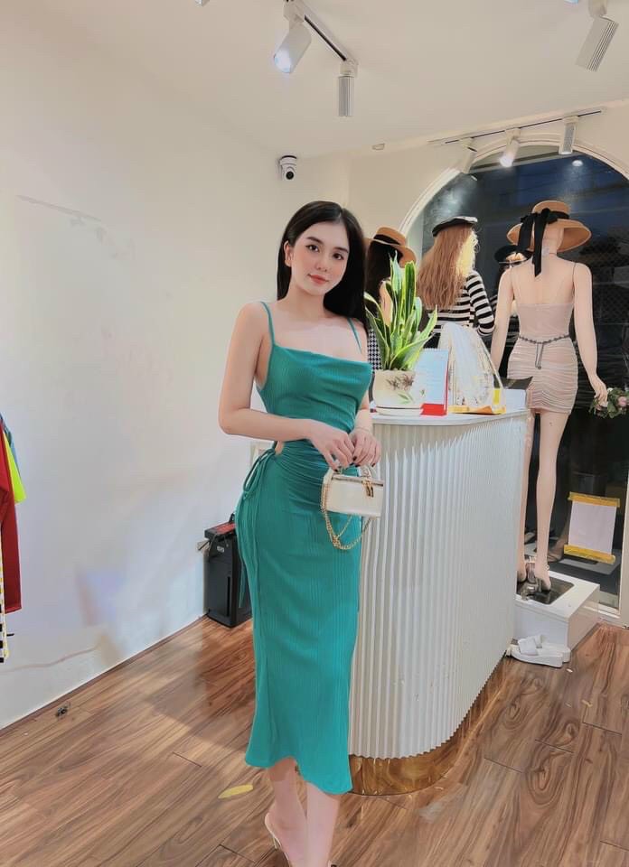 Đầm body thun gân rút eo thời trang siêu xinh.