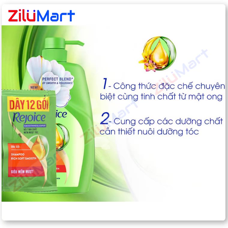 Dầu gội Rejoice siêu mềm mượt (dây 12 gói) loại 5.8ml