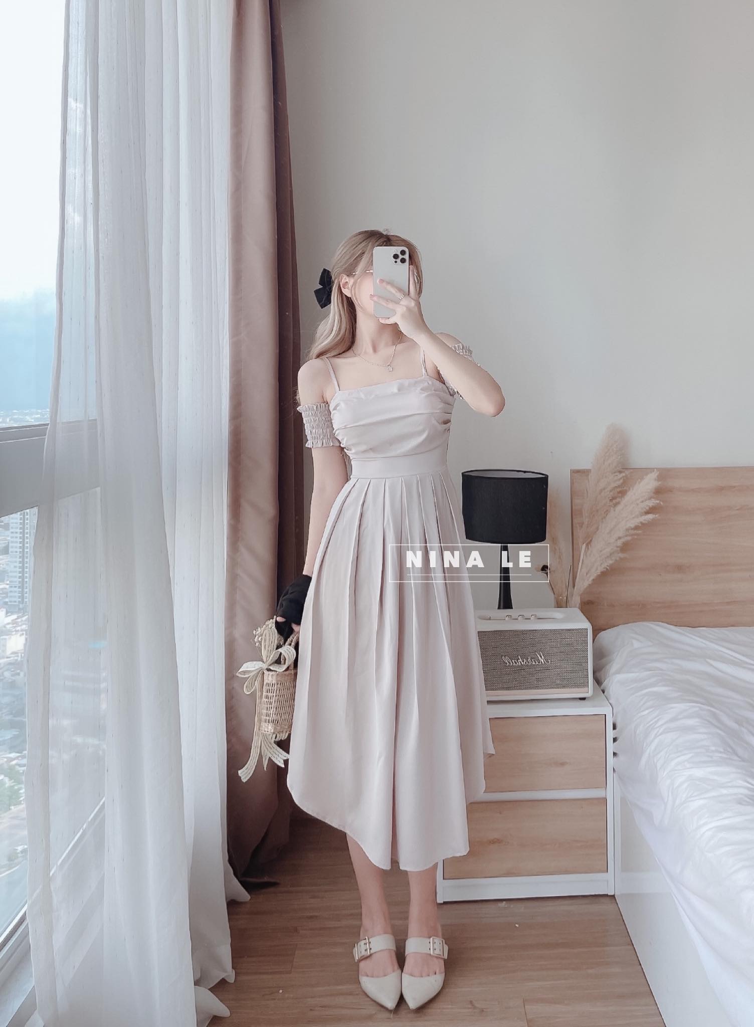 ĐẦM TAY NHÚN 2 BÊN TRỄ VAI BIGSIZE (L-2XL)