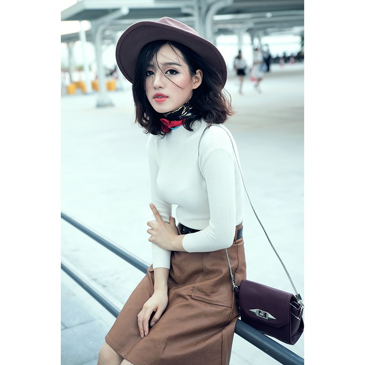 Áo giữ nhiệt cổ lọ tay dài  (Trắng)