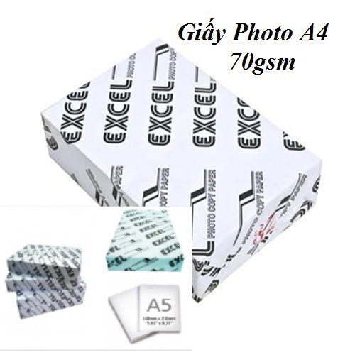 Giấy in, giấy Photo Excel  - A4 và A5 (70gsm 400 tờ)