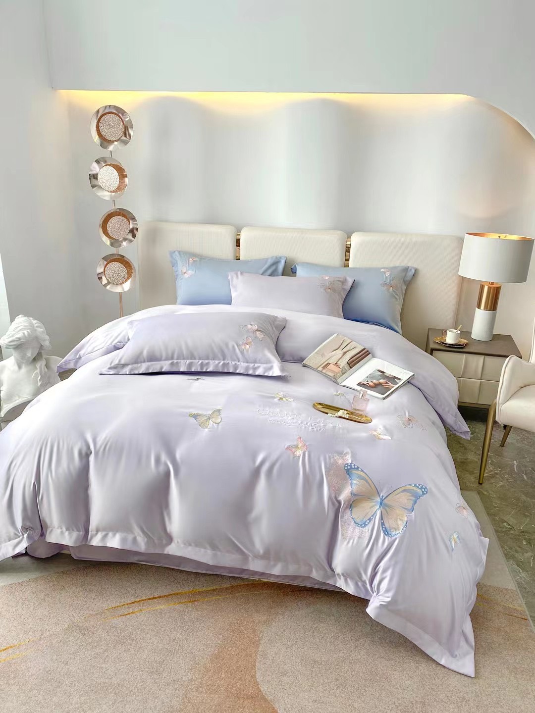 (💥SALE SẬP SÀN) SET 4 MÓN VỎ CHĂN GA GỐI PHI LỤA THÊU NHẬP KHẨU LOẠI 1