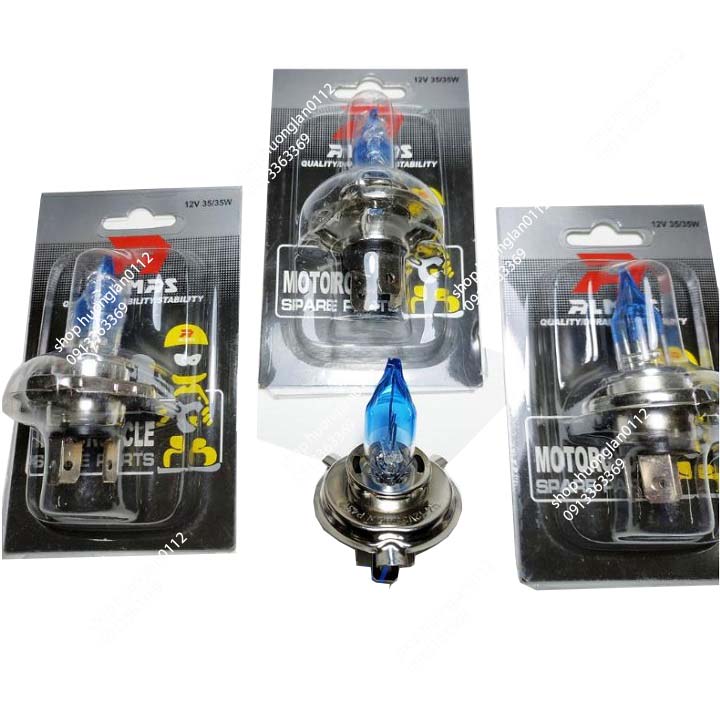 Bóng đèn xe máy chân H4 đầu xanh