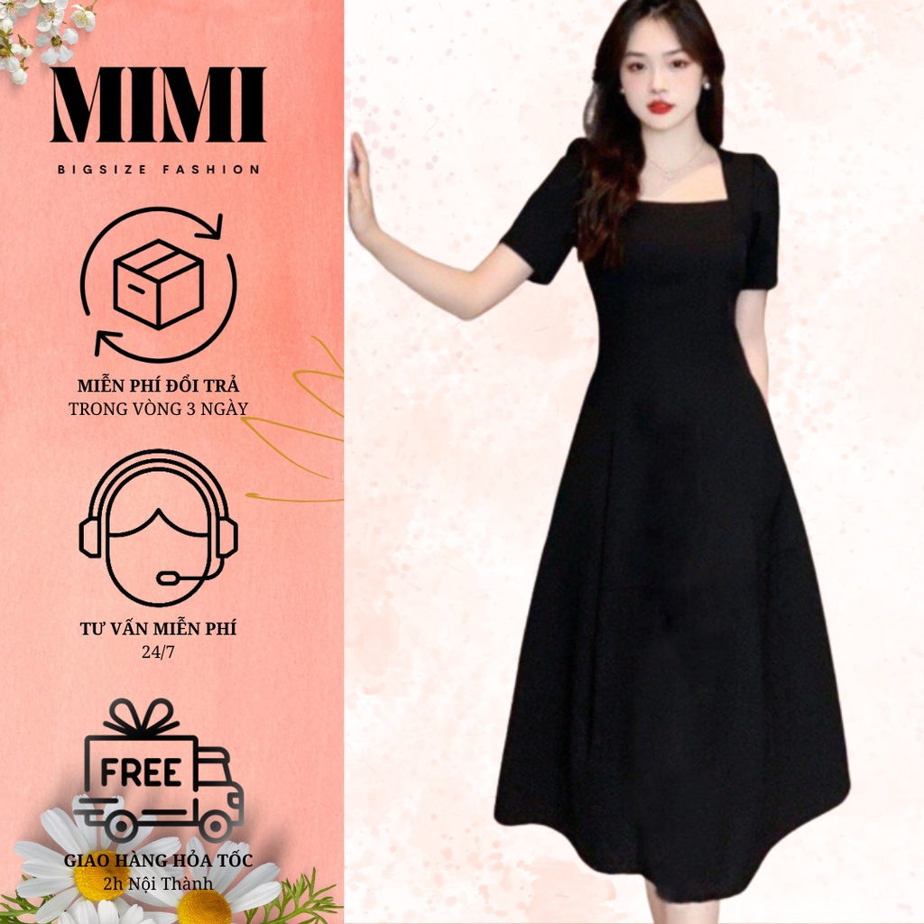 MIMI BigSize [45KG-100KG] Đầm Cổ Vuông dáng xòe-Bs108