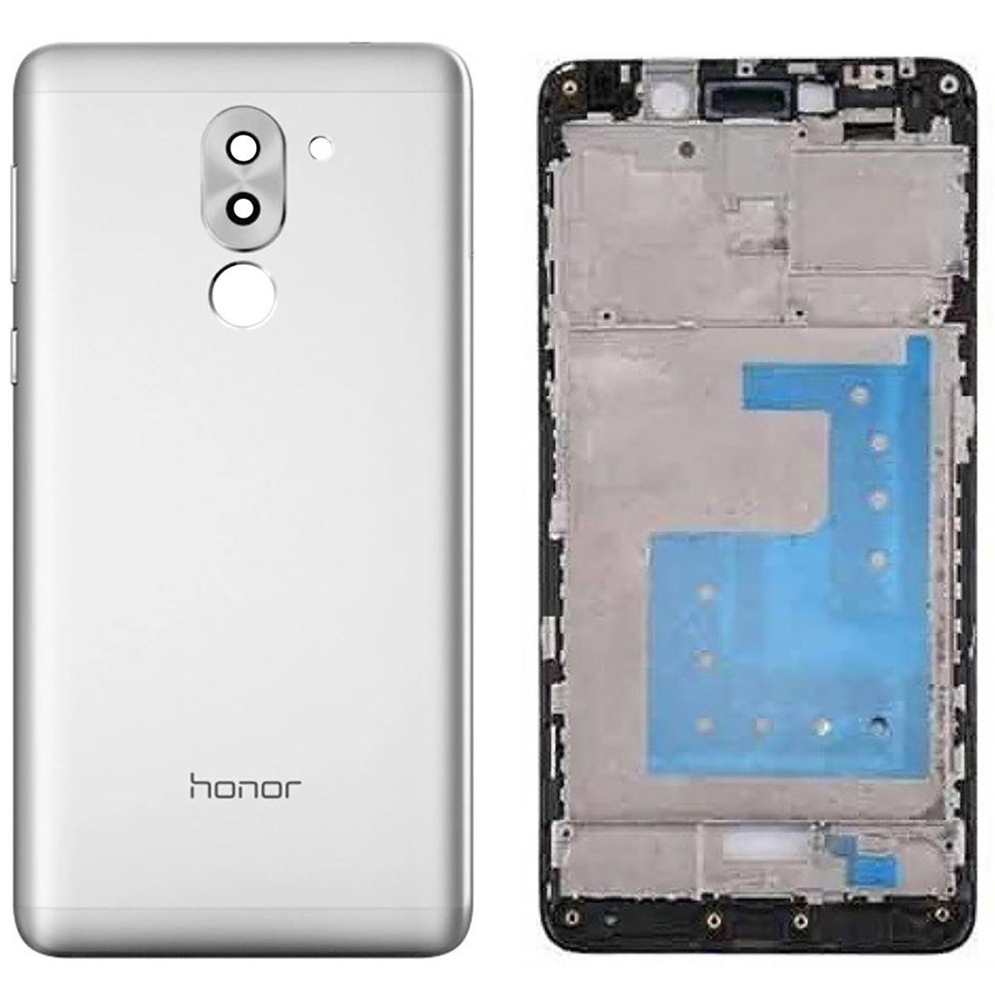 Honor 6x Middle Frame Housing With Power and Volume Buttons and Camera Lens Complete Body Casing Replacement For 6x - Silver