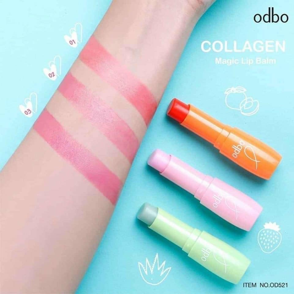 Son gió dưỡng môi căng mọng Odbo Collagen Magic Lip Balm Thái Lan