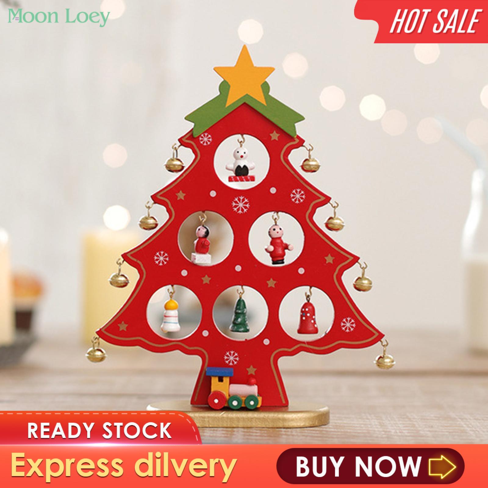 Moon Loey Wooden Christmas Tree Desktop Decoration Table Christmas Tree Ornament