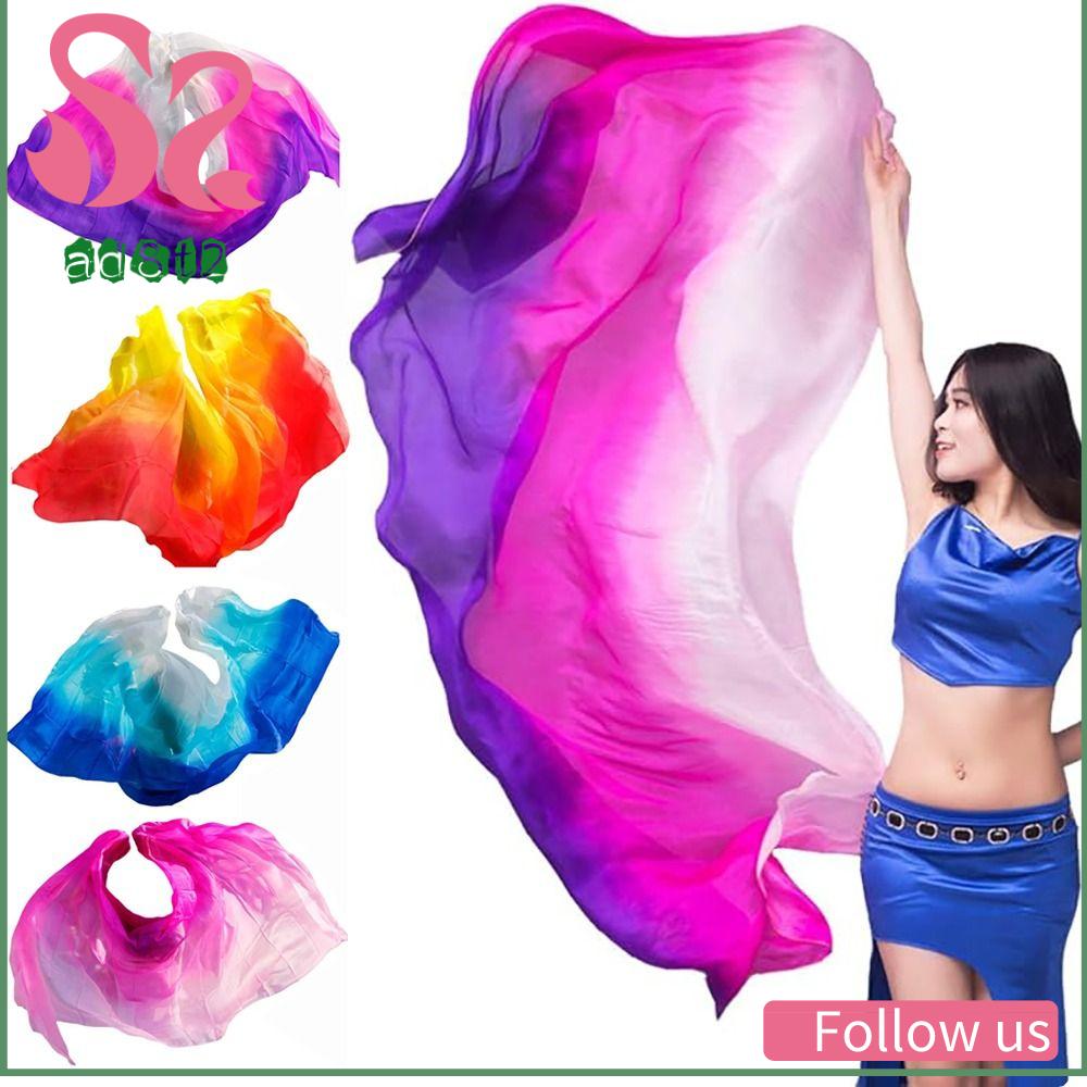 AD8T2 Màu sắc chuyển sắc Màn múa bụng 250cmx120cm Kết cấu nhẹ Khăn choàng múa bụng Latin Phụ kiện trang phục Khăn choàng nhảy múa